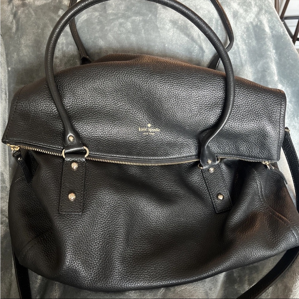 Kate Spade Black Leather weekend bag with Gold Accents